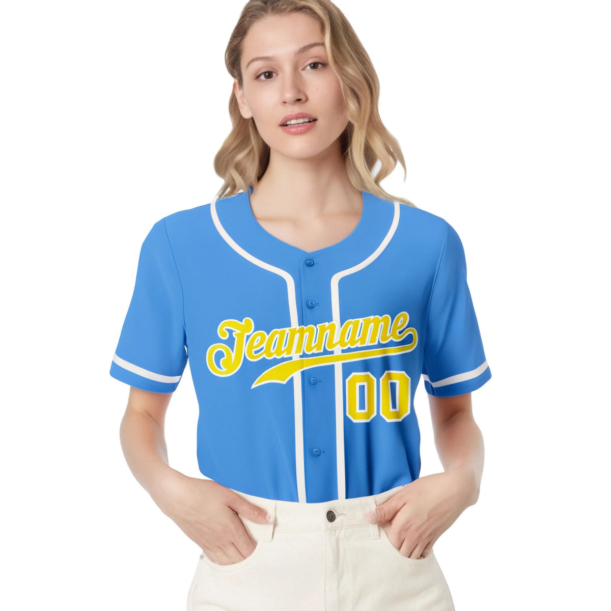 Custom Powder Blue White Classic Style Authentic Baseball Jersey