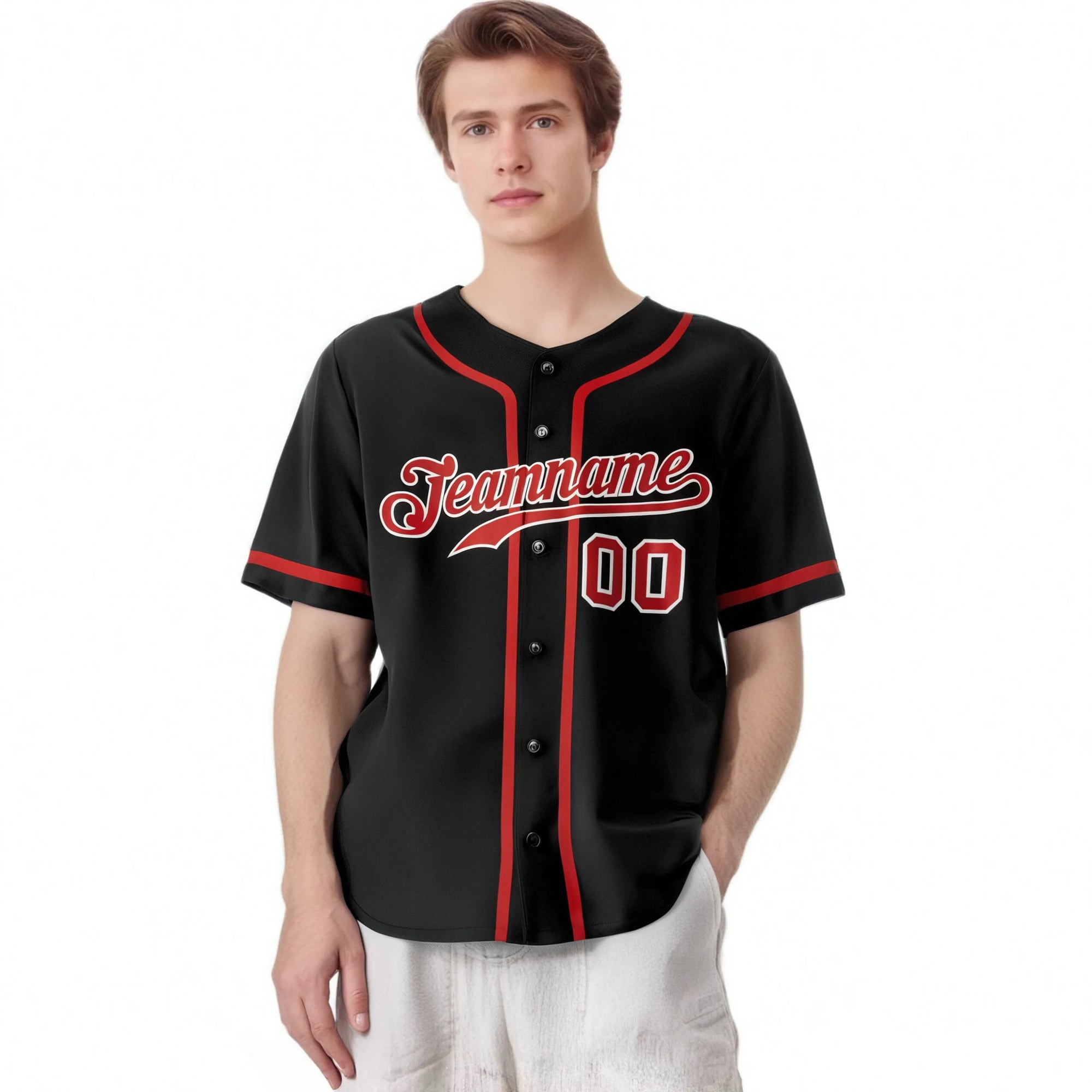 Custom Black Red Classic Style Authentic Baseball Jersey