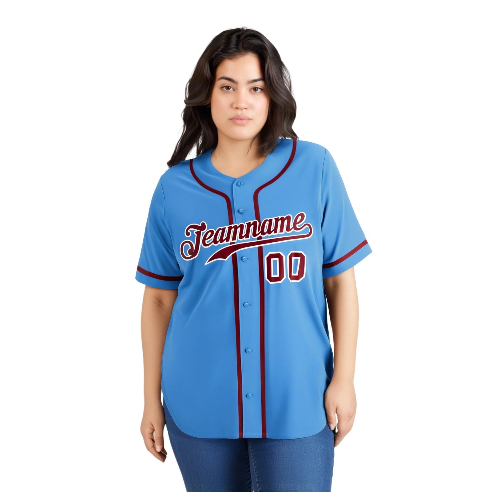 Custom Powder Blue Crimson Classic Style Authentic Baseball Jersey