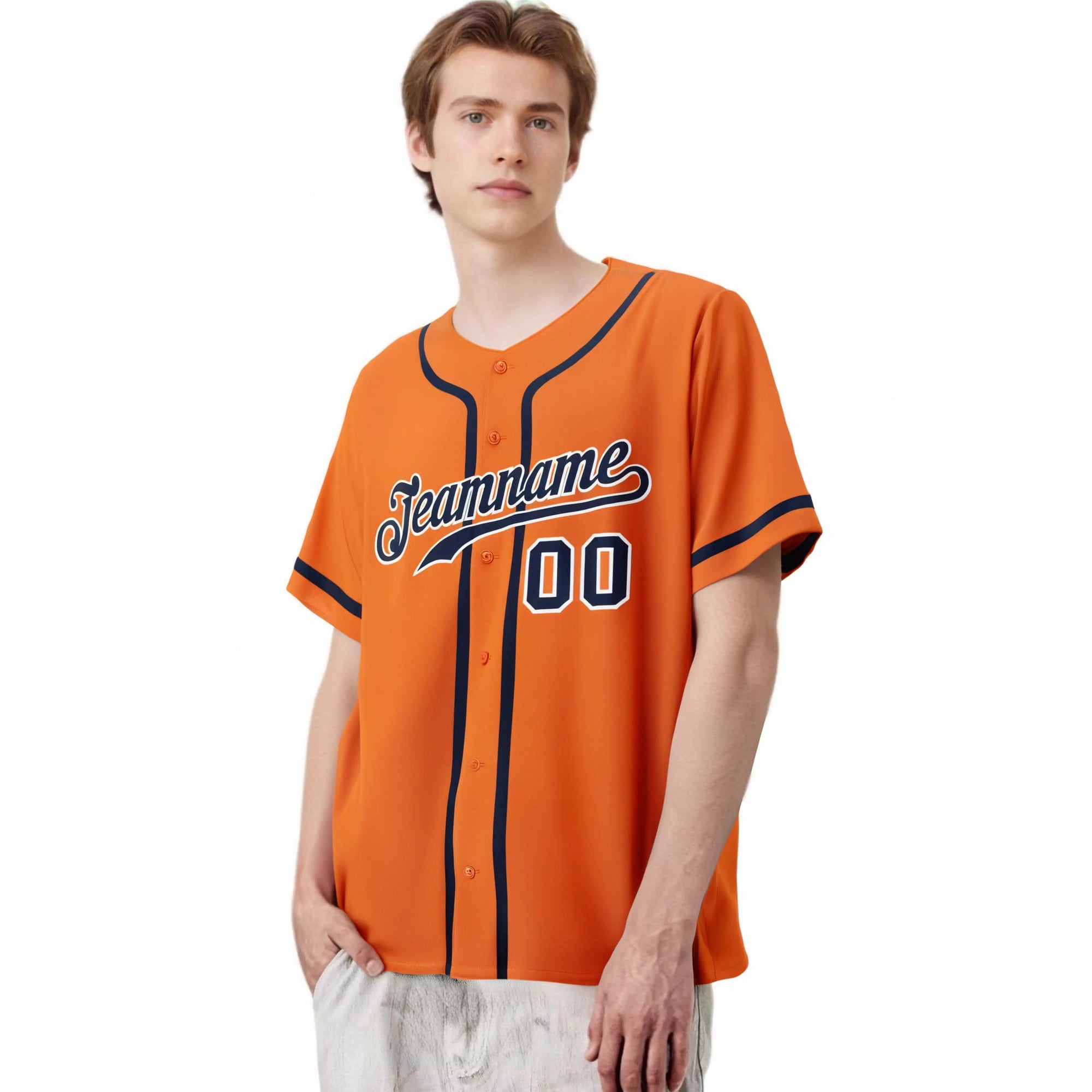 Custom Orange Navy Classic Style Authentic Baseball Jersey