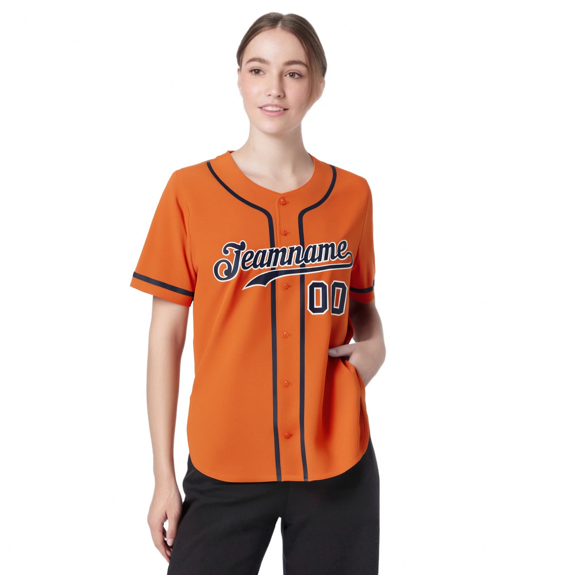 Custom Orange Navy Classic Style Authentic Baseball Jersey