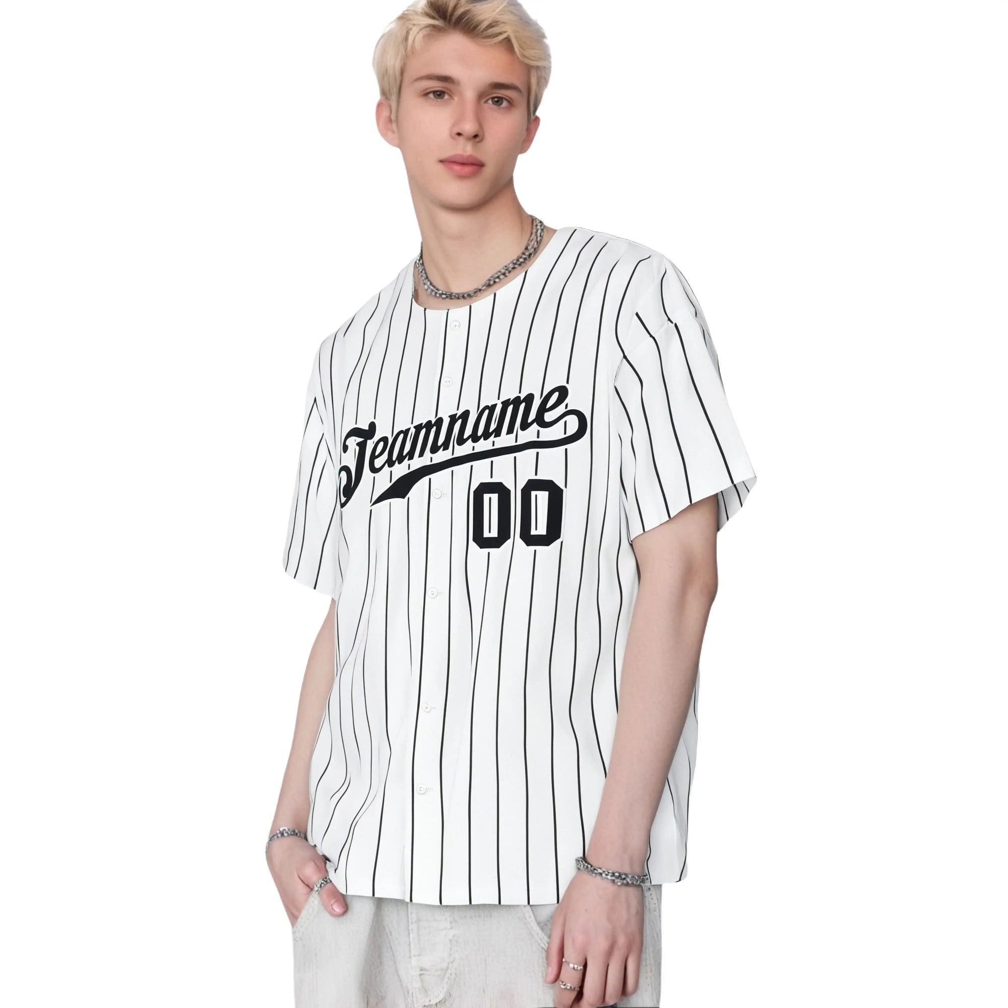 Custom White Black Pinstripe Authentic Baseball Jersey