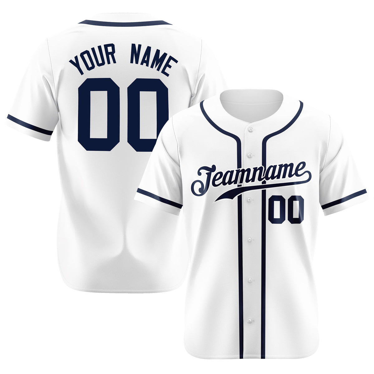 Custom White Navy Classic Style Authentic Baseball Jersey