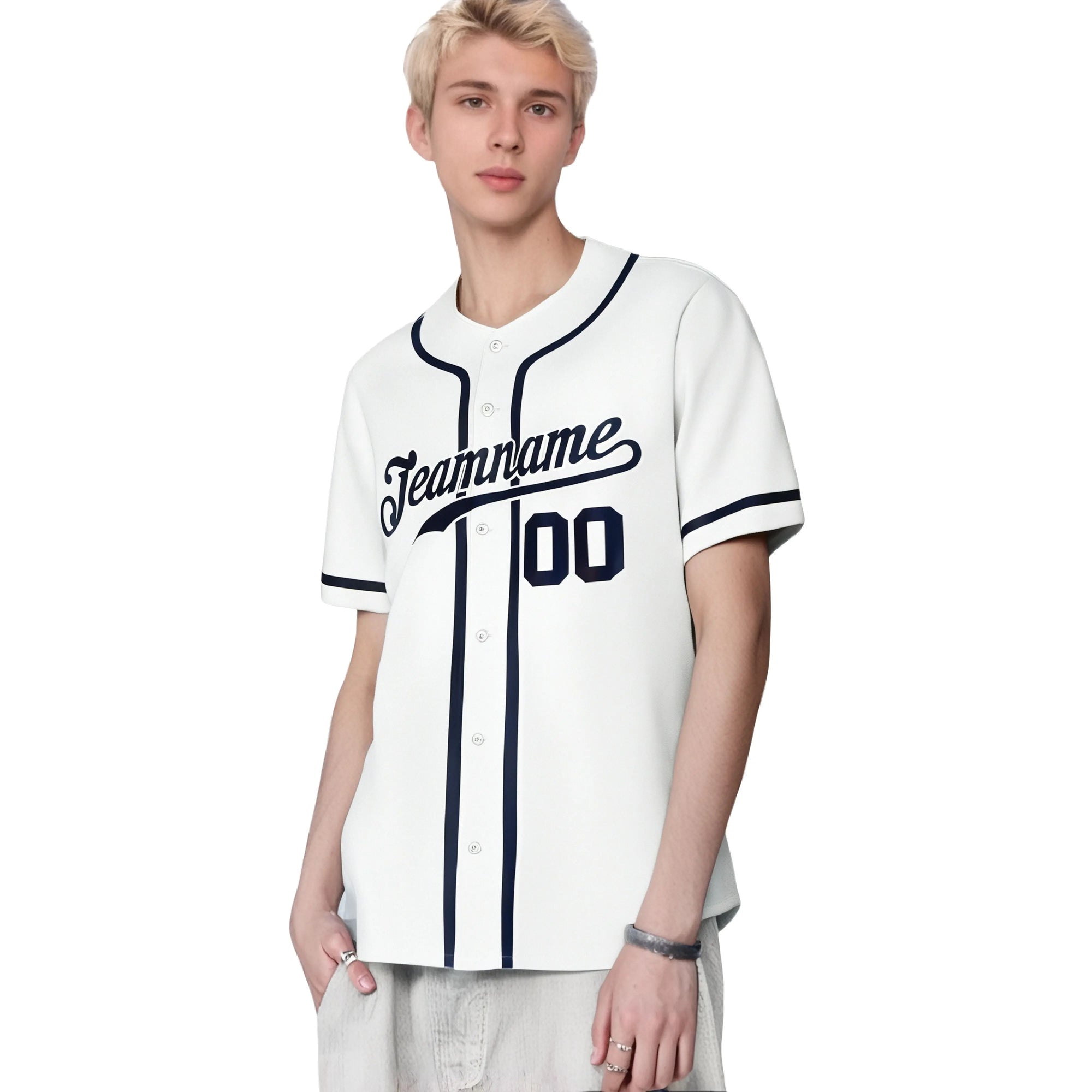 Custom White Navy Classic Style Authentic Baseball Jersey