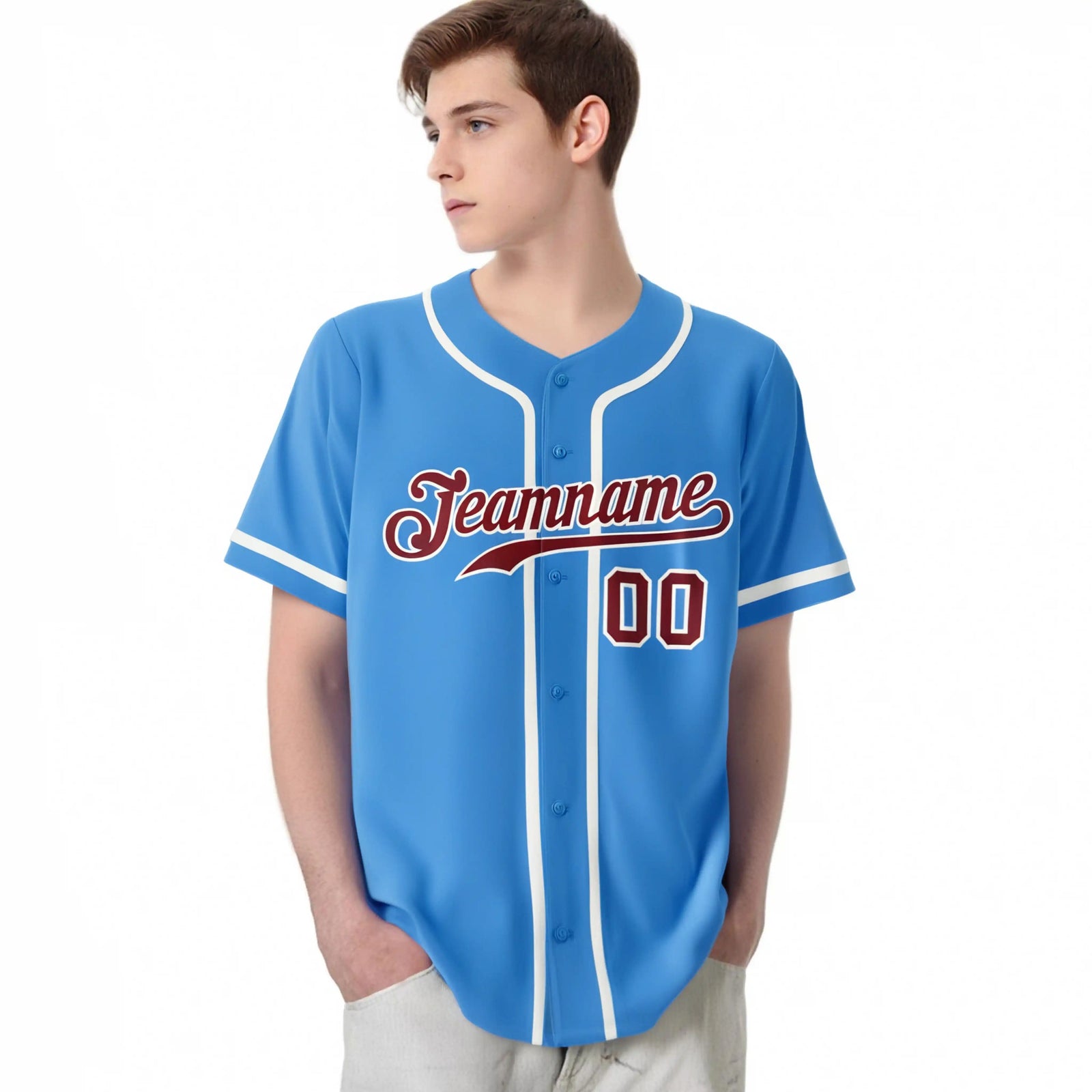 Custom Powder Blue White Classic Style Authentic Baseball Jersey