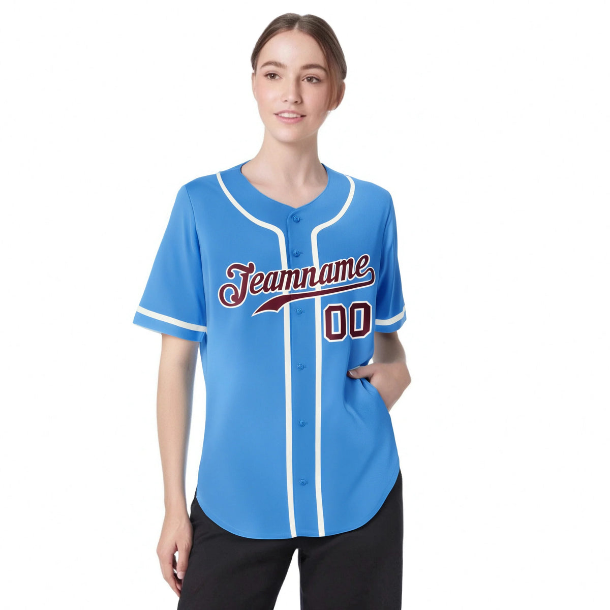 Custom Powder Blue White Classic Style Authentic Baseball Jersey