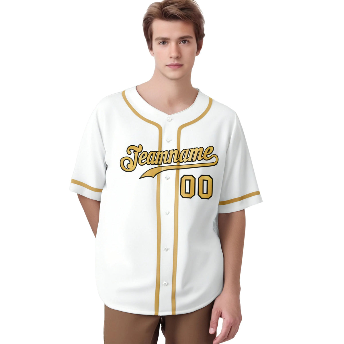Custom White Khaki Classic Style Authentic Baseball Jersey