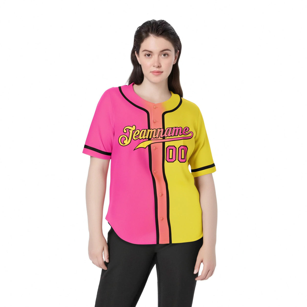 Custom Pink Yellow Gradient Authentic Baseball Jersey