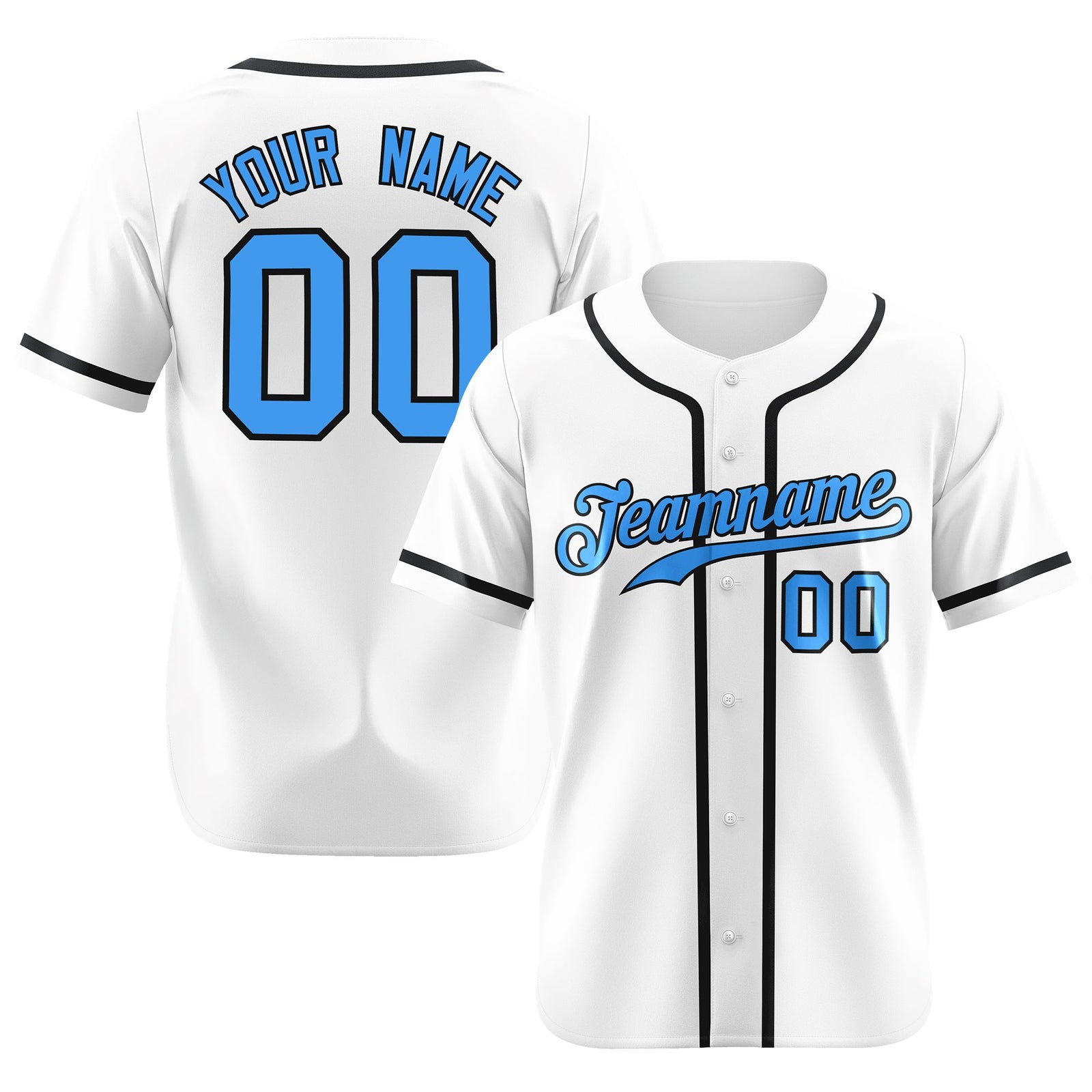 Custom White Black Classic Style Authentic Baseball Jersey