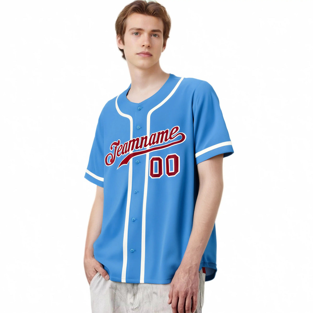 Custom Powder Blue White Classic Style Authentic Baseball Jersey