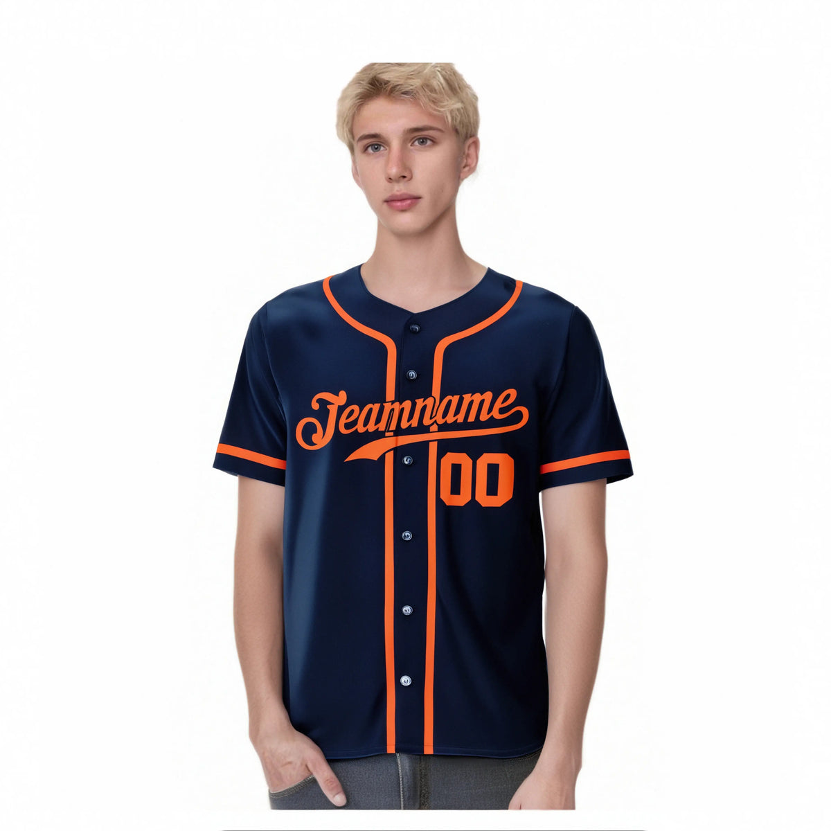 Custom Navy Orange Classic Style Authentic Baseball Jersey