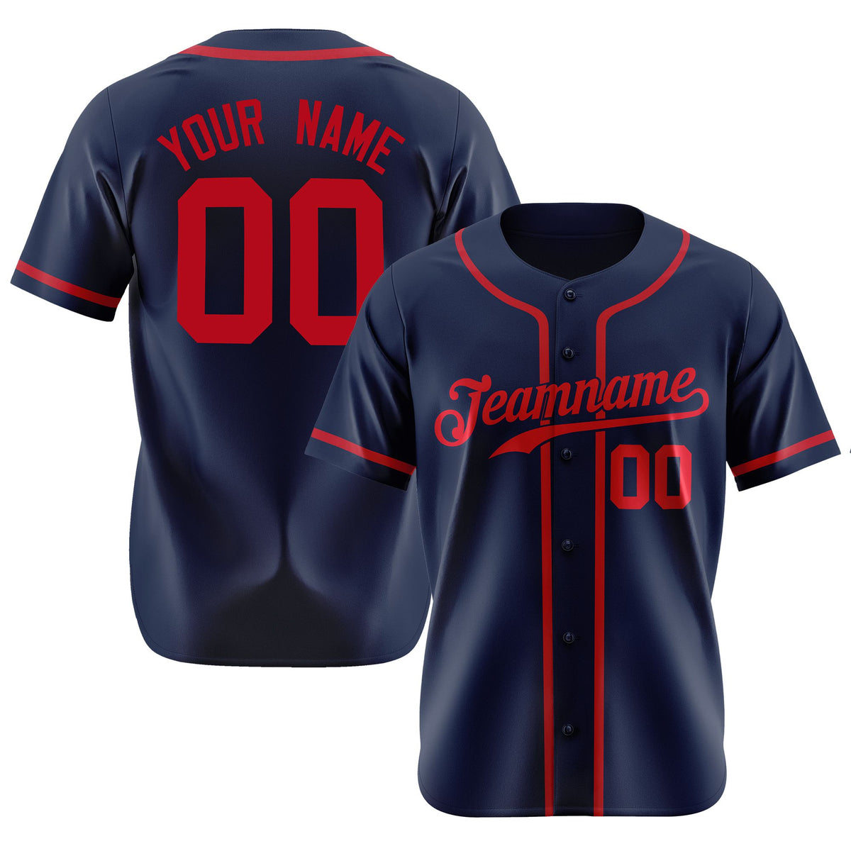 Custom Navy Red Classic Style Authentic Baseball Jersey