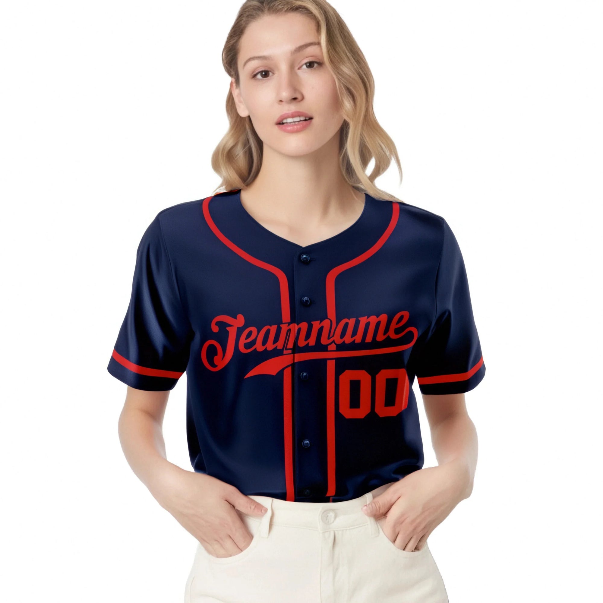 Custom Navy Red Classic Style Authentic Baseball Jersey