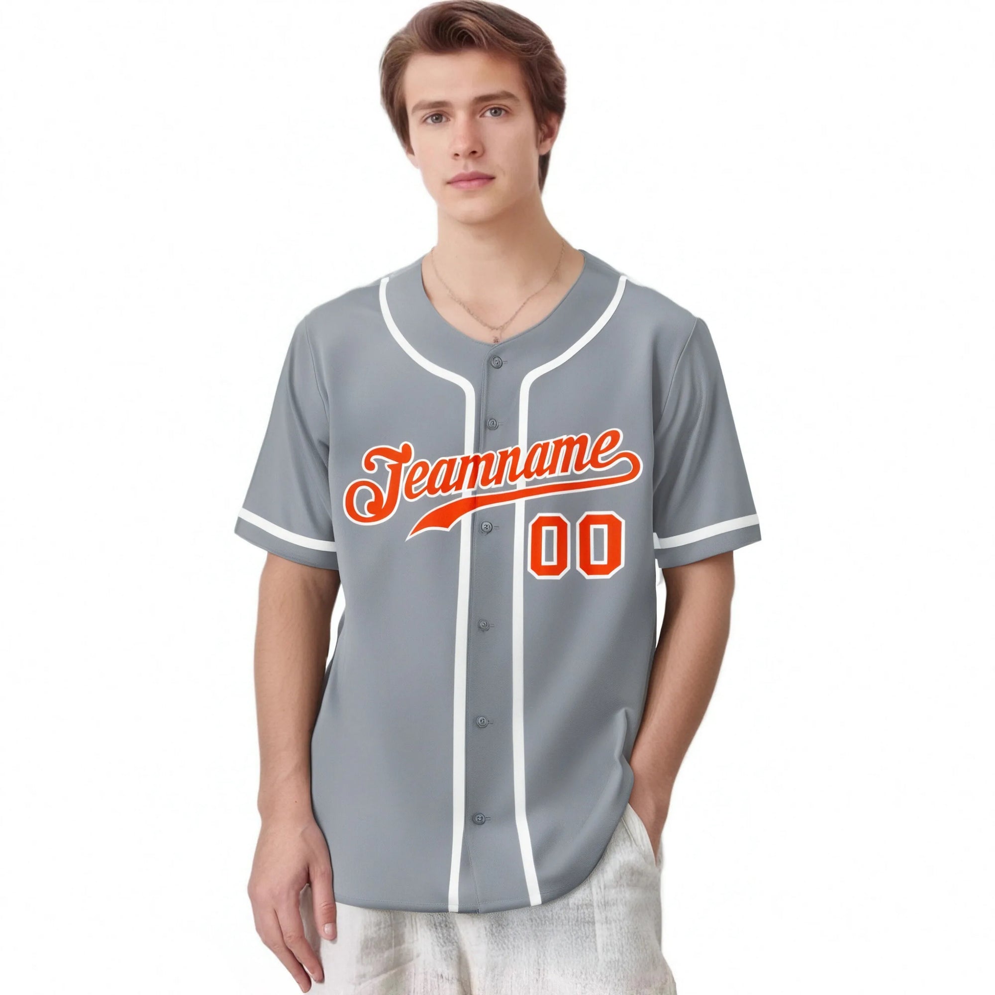 Custom Gray Orange-White Classic Style Authentic Baseball Jersey