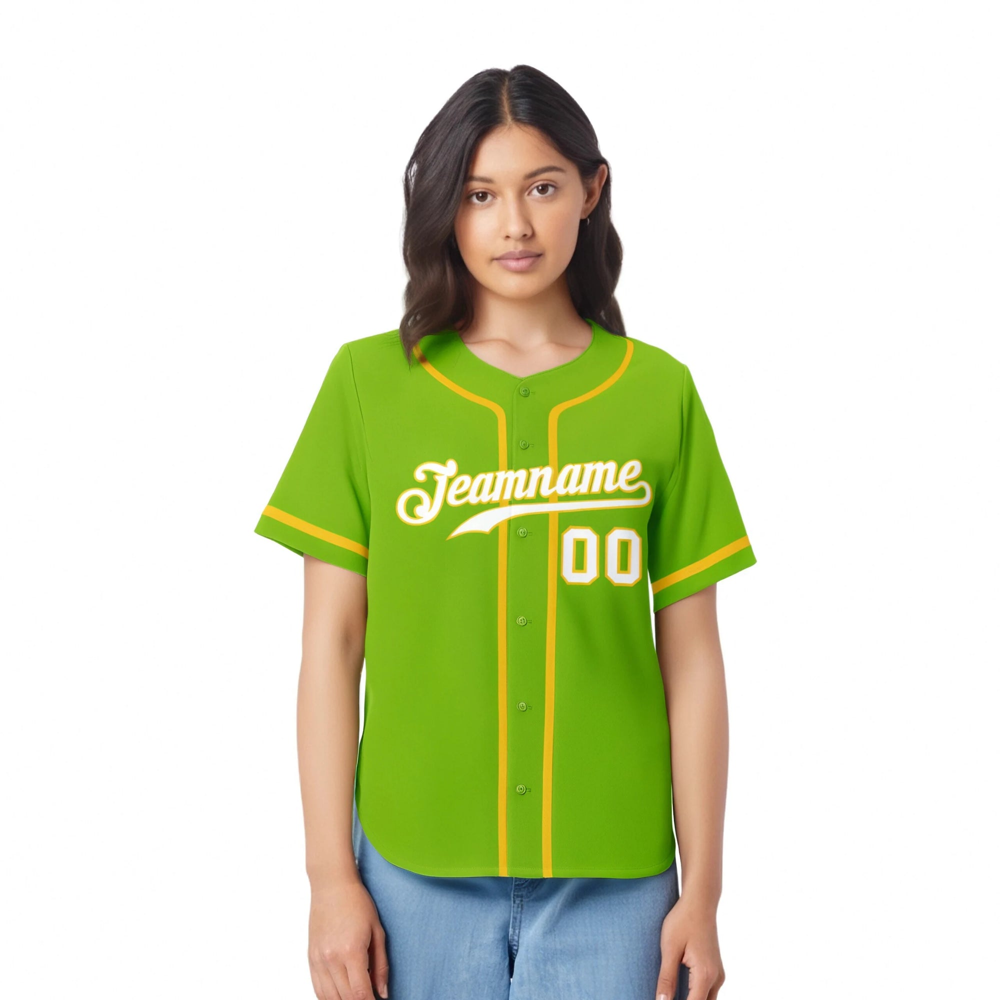 Custom Neon Green Gold-White Classic Style Authentic Baseball Jersey