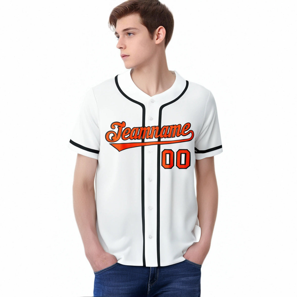 Custom White Black-Orange Classic Style Authentic Baseball Jersey