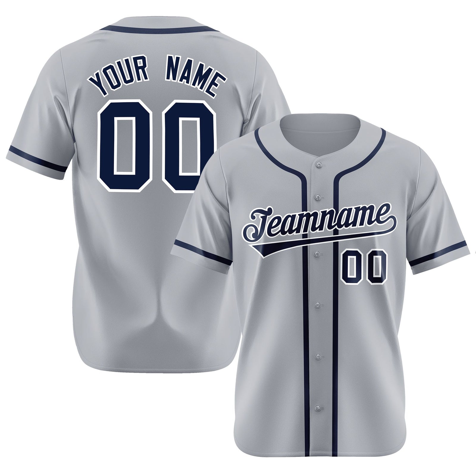 Custom Gray Navy Classic Style Authentic Baseball Jersey