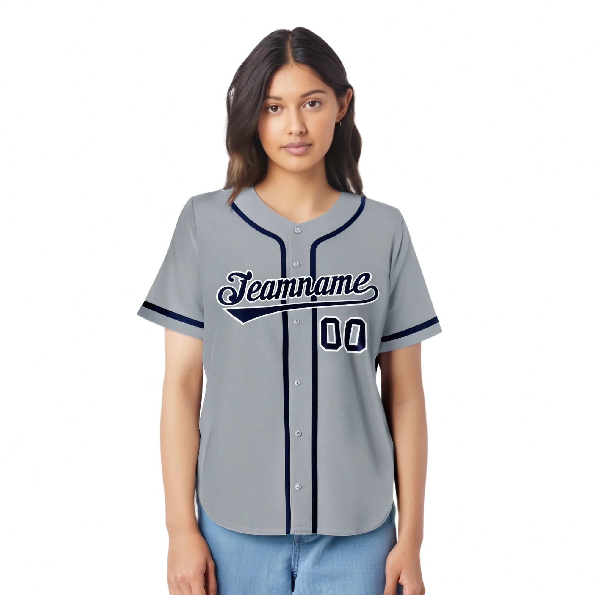 Custom Gray Navy Classic Style Authentic Baseball Jersey