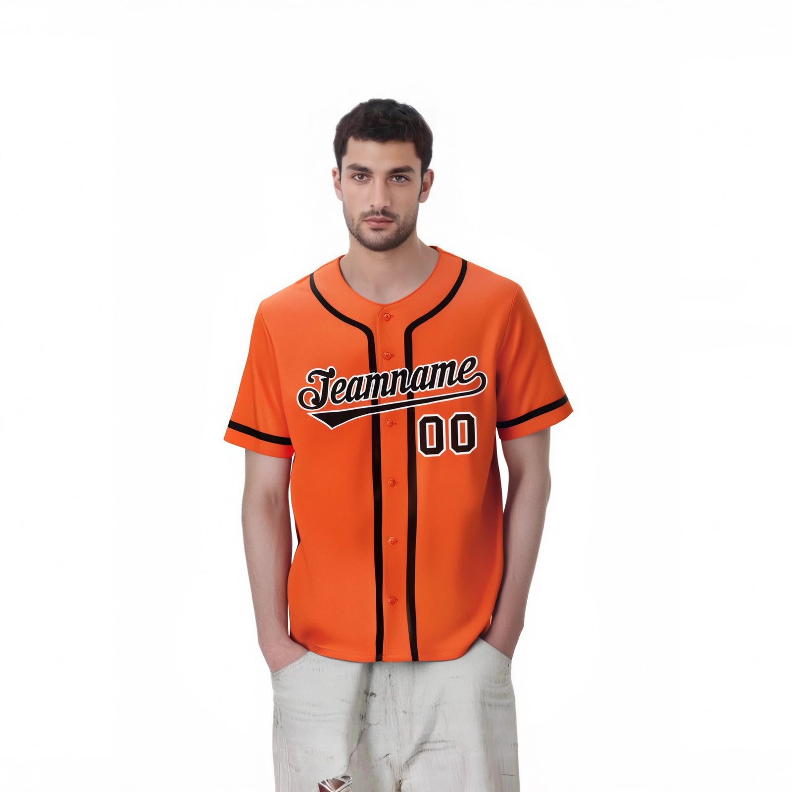 Custom Orange Black Classic Style Authentic Baseball Jersey