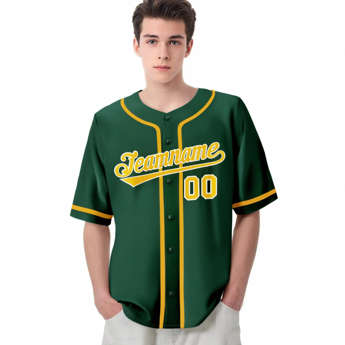Custom Green Glod Classic Style Authentic Baseball Jersey