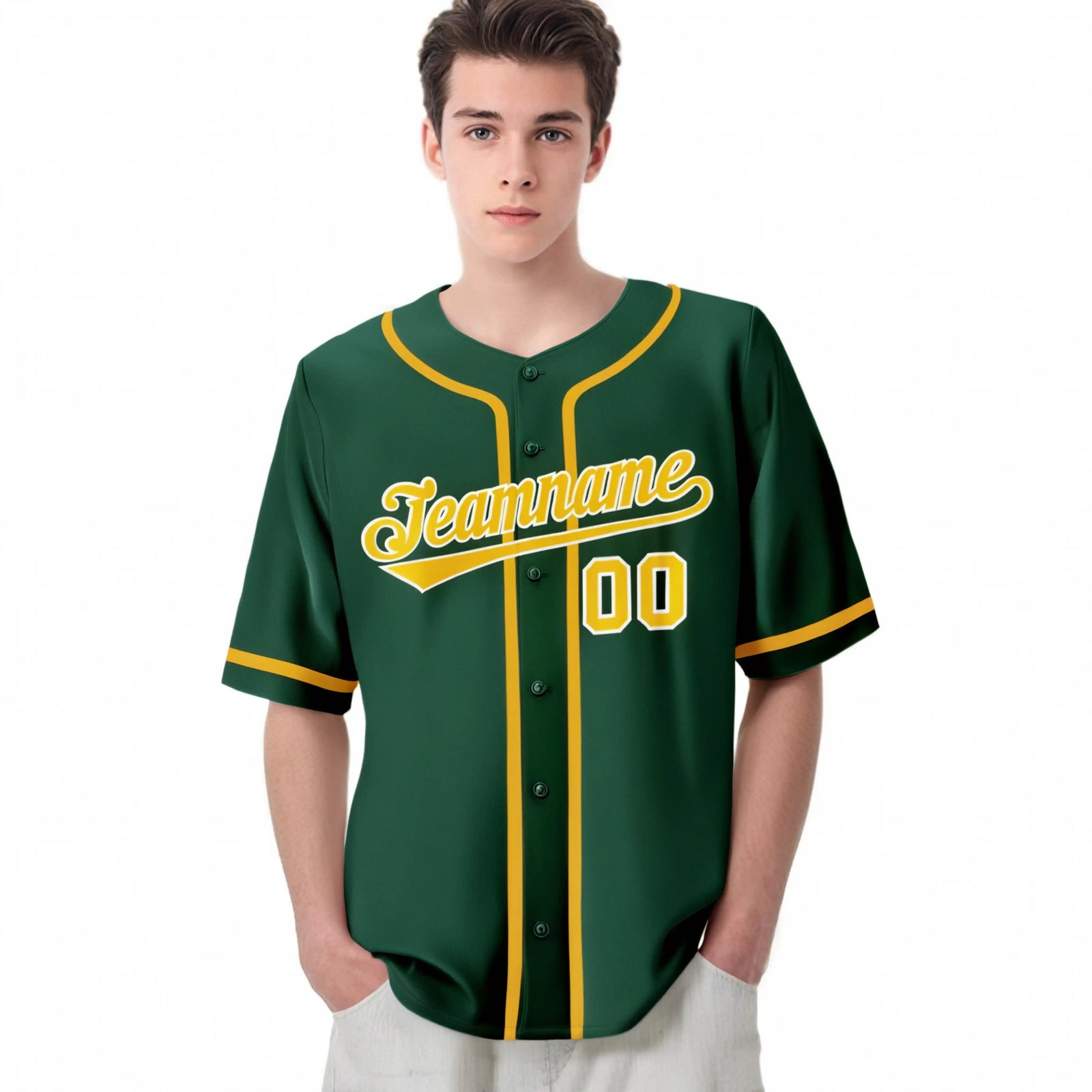 Custom Green Glod Classic Style Authentic Baseball Jersey