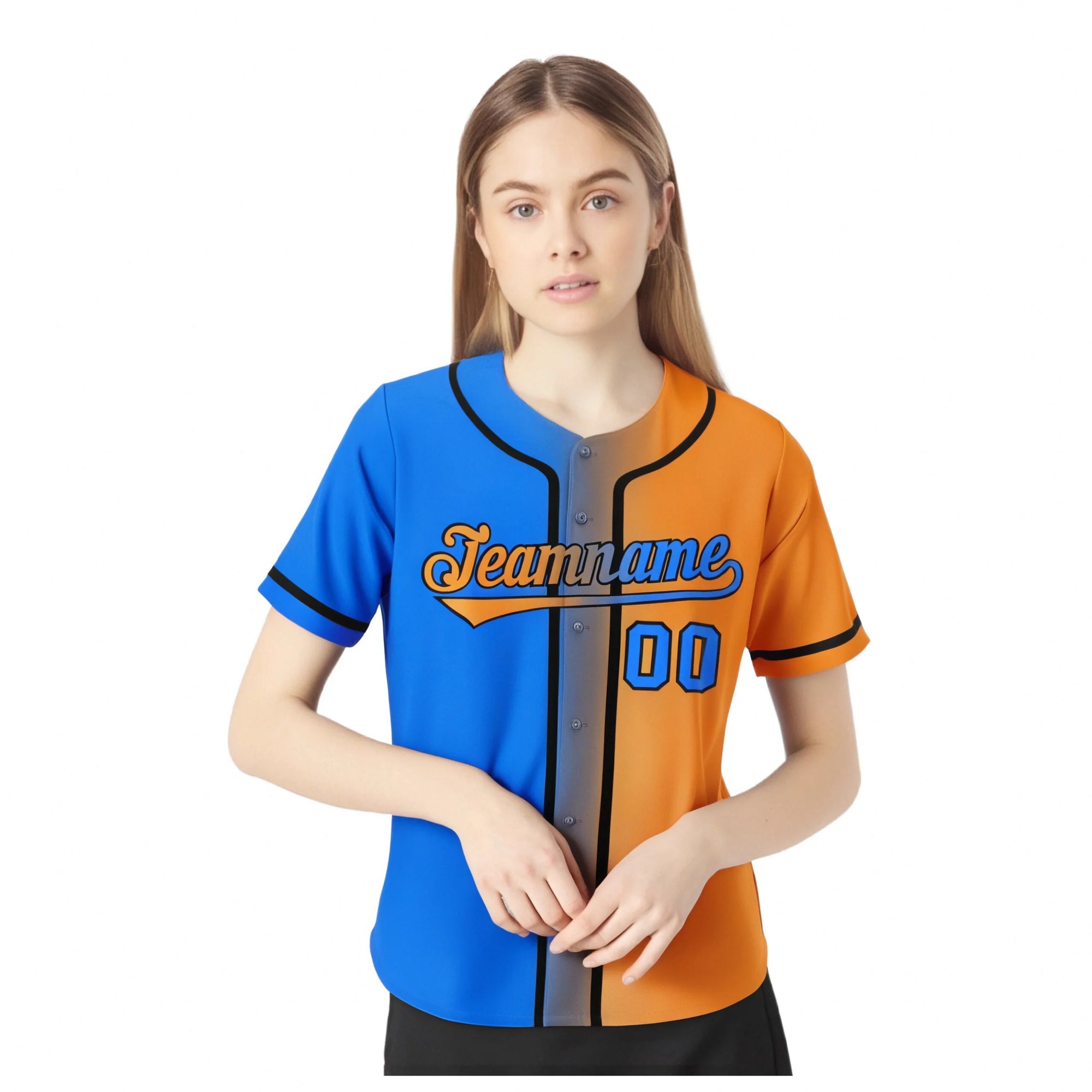 Custom Orange Blue Gradient Style Authentic Baseball Jersey