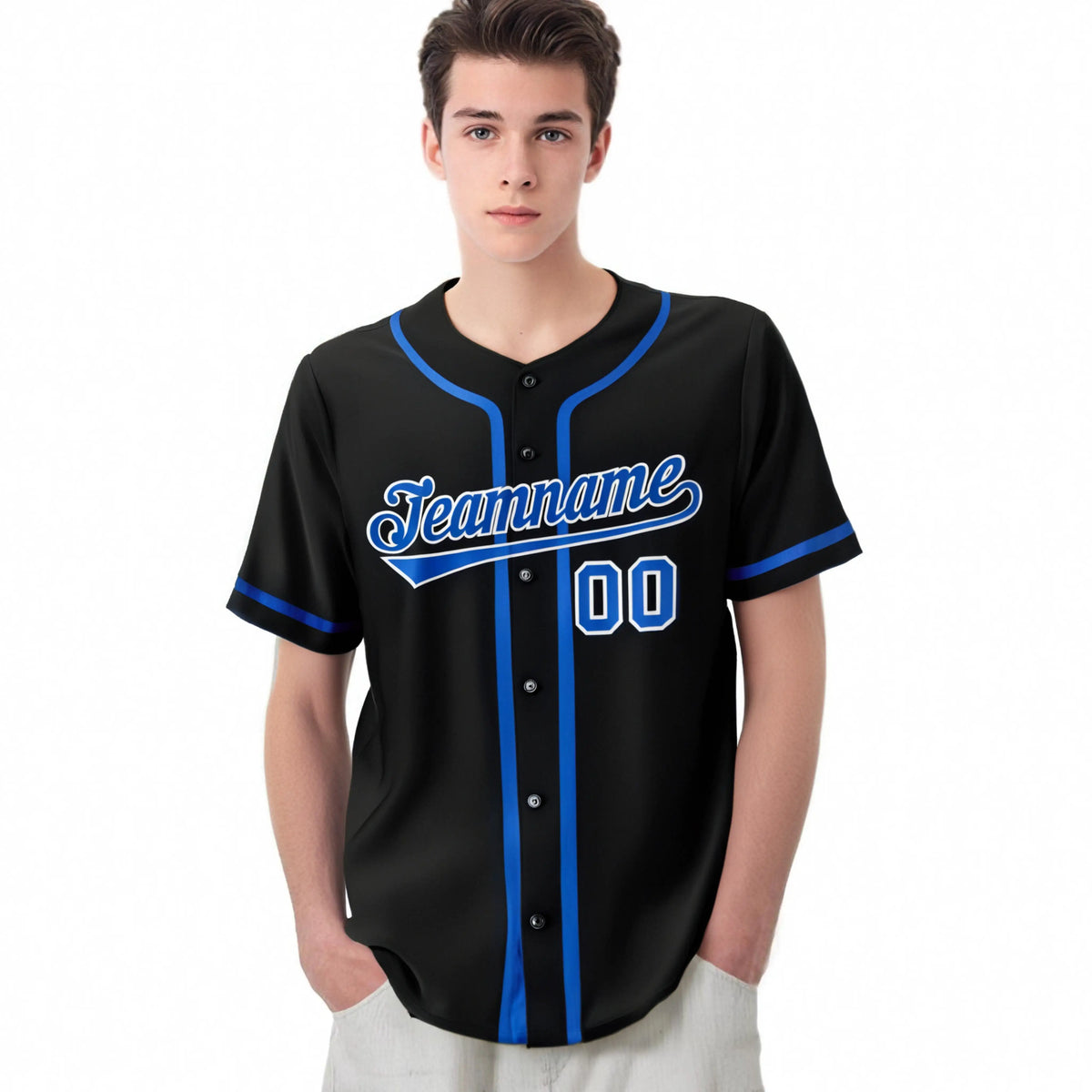 Custom Black Royal Blue Classic Style Authentic Baseball Jersey