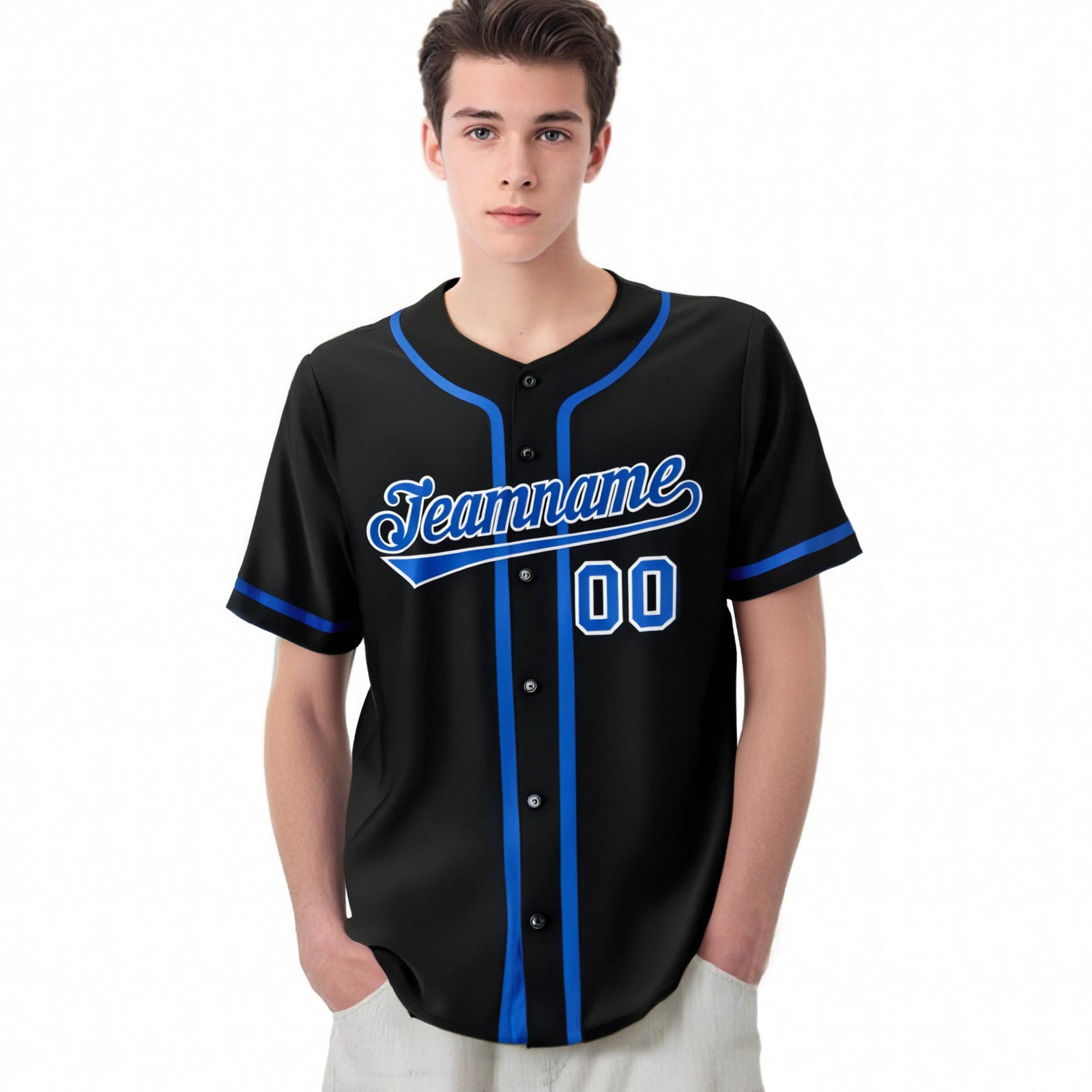 Custom Black Royal Blue Classic Style Authentic Baseball Jersey