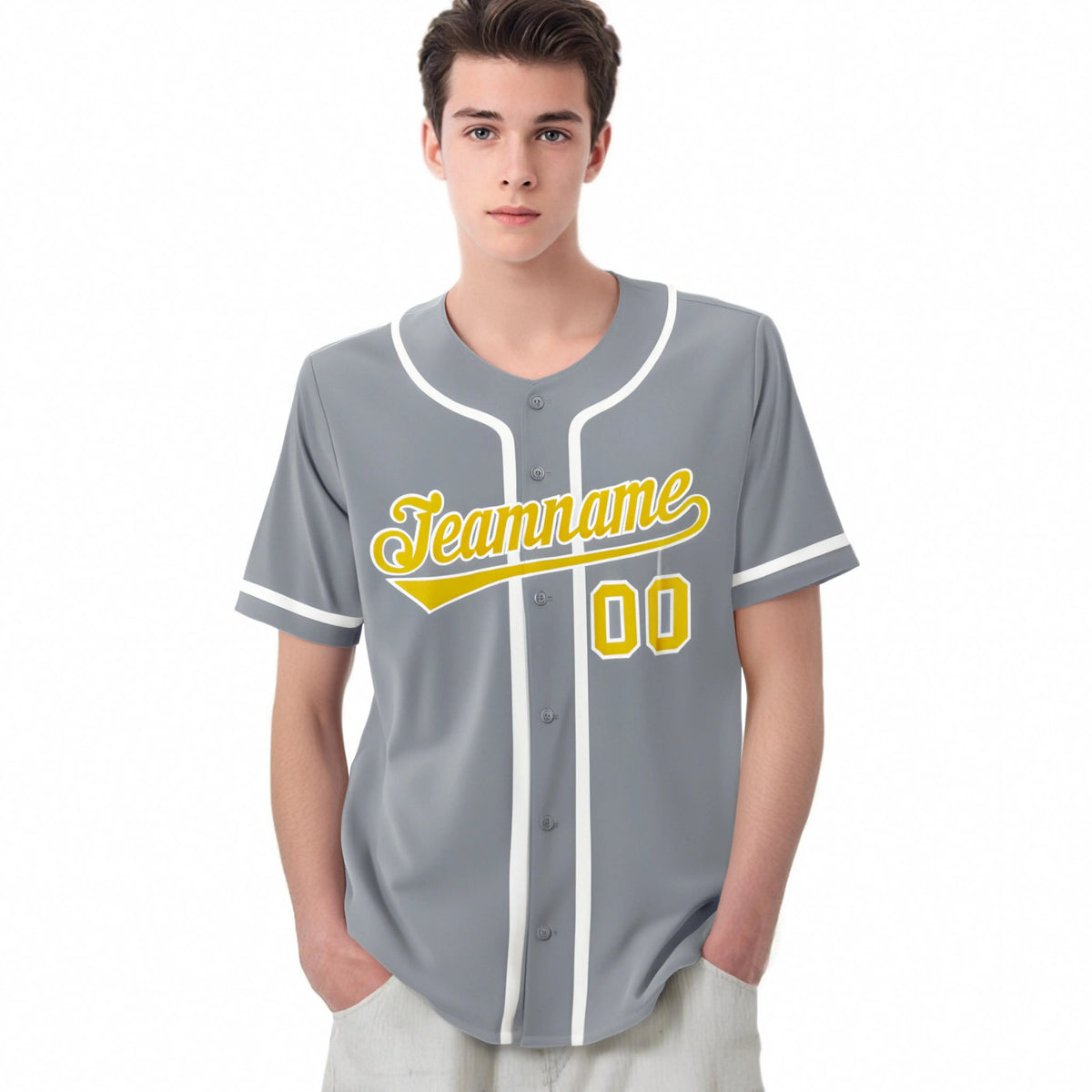 Custom Gray Glod White Classic Style Authentic Baseball Jersey