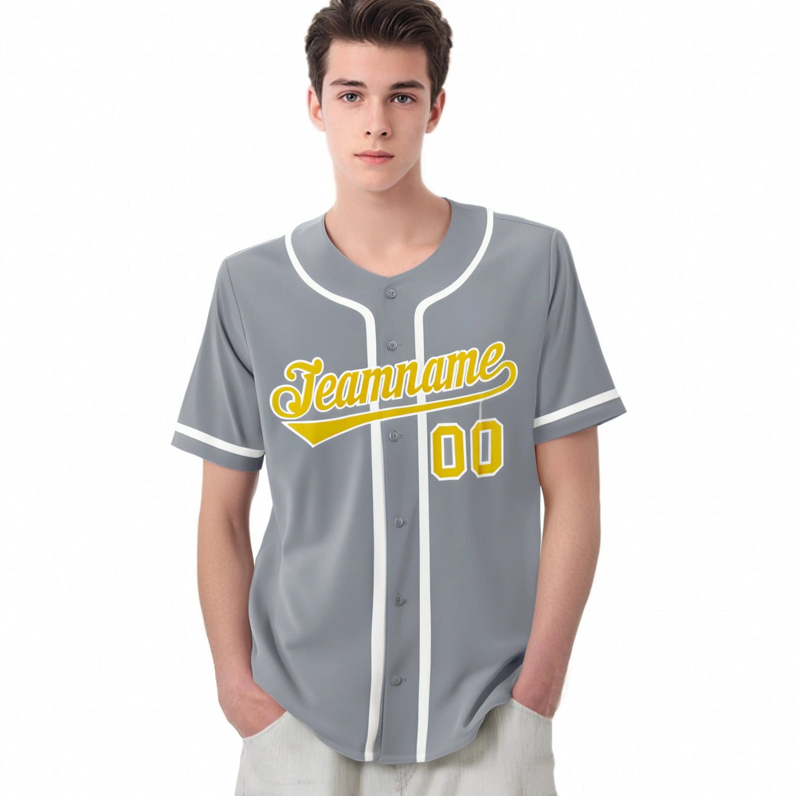 Custom Gray Glod White Classic Style Authentic Baseball Jersey