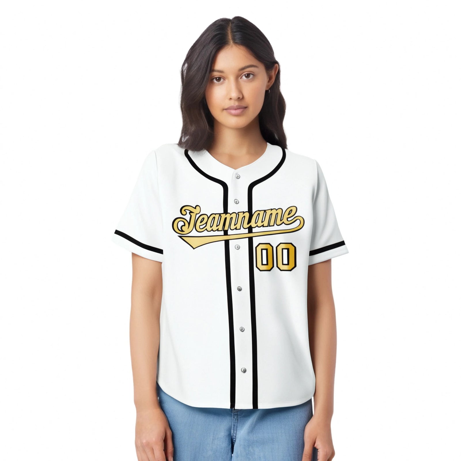 Custom White Glod-Black Classic Style Authentic Baseball Jersey