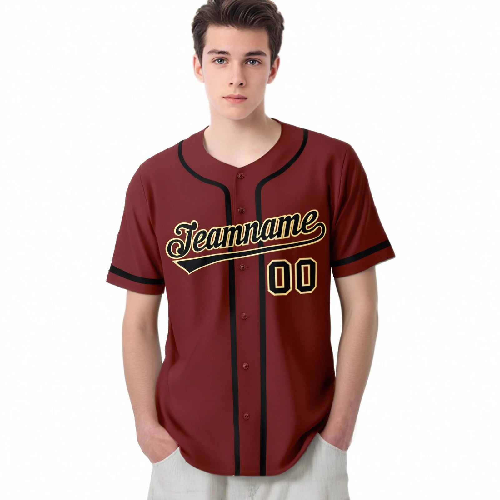 Custom Crimson Black Classic Style Authentic Baseball Jersey