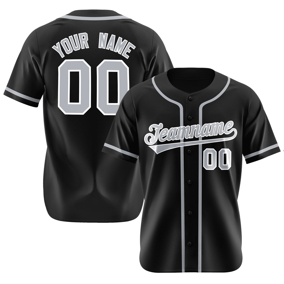 Custom Black Gray Classic Style Authentic Baseball Jersey