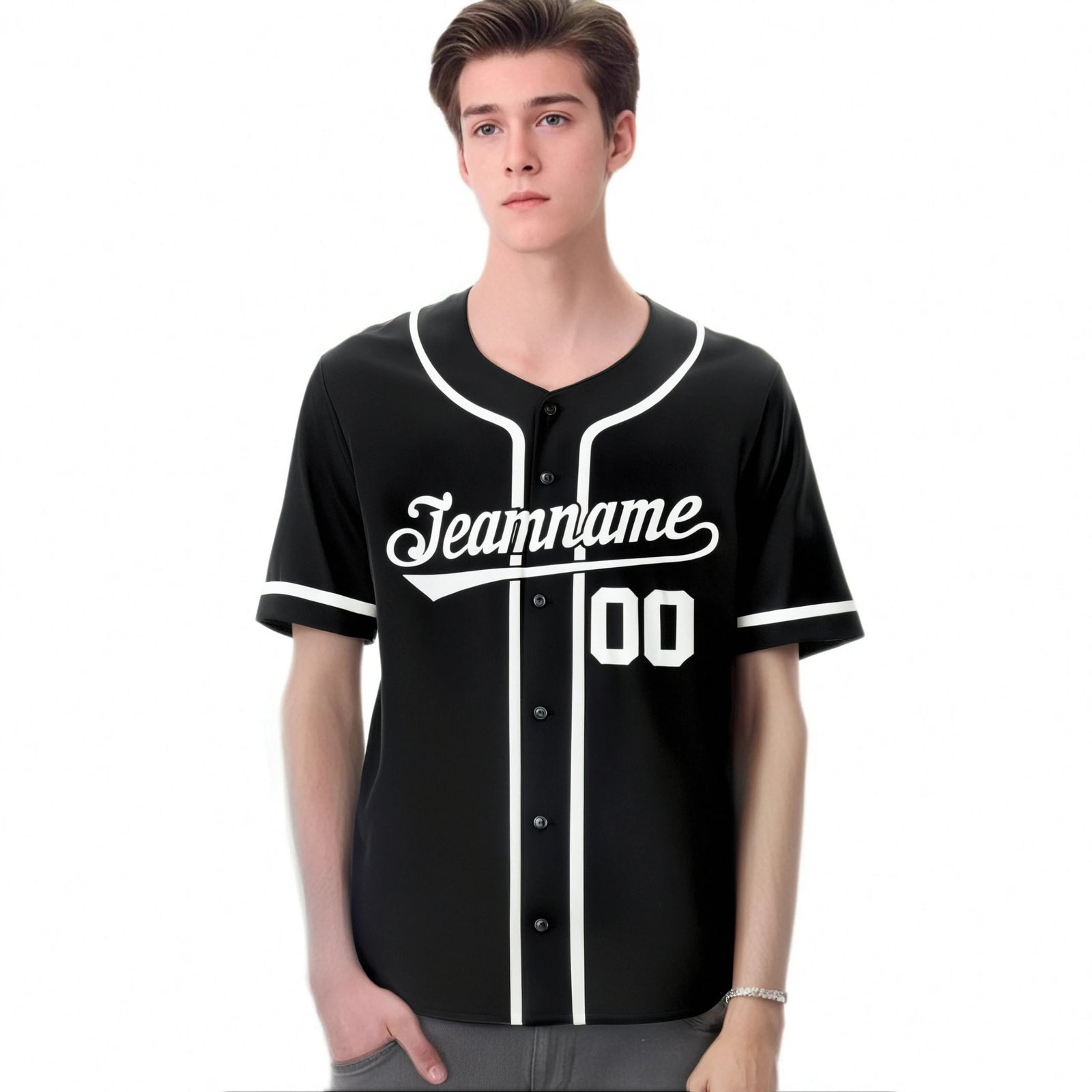 Custom Black White Classic Style Authentic Baseball Jersey