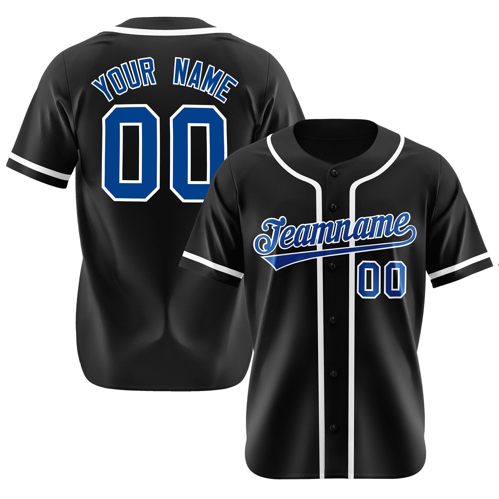 Custom Black Royal Blue-White Classic Style Authentic Baseball Jersey