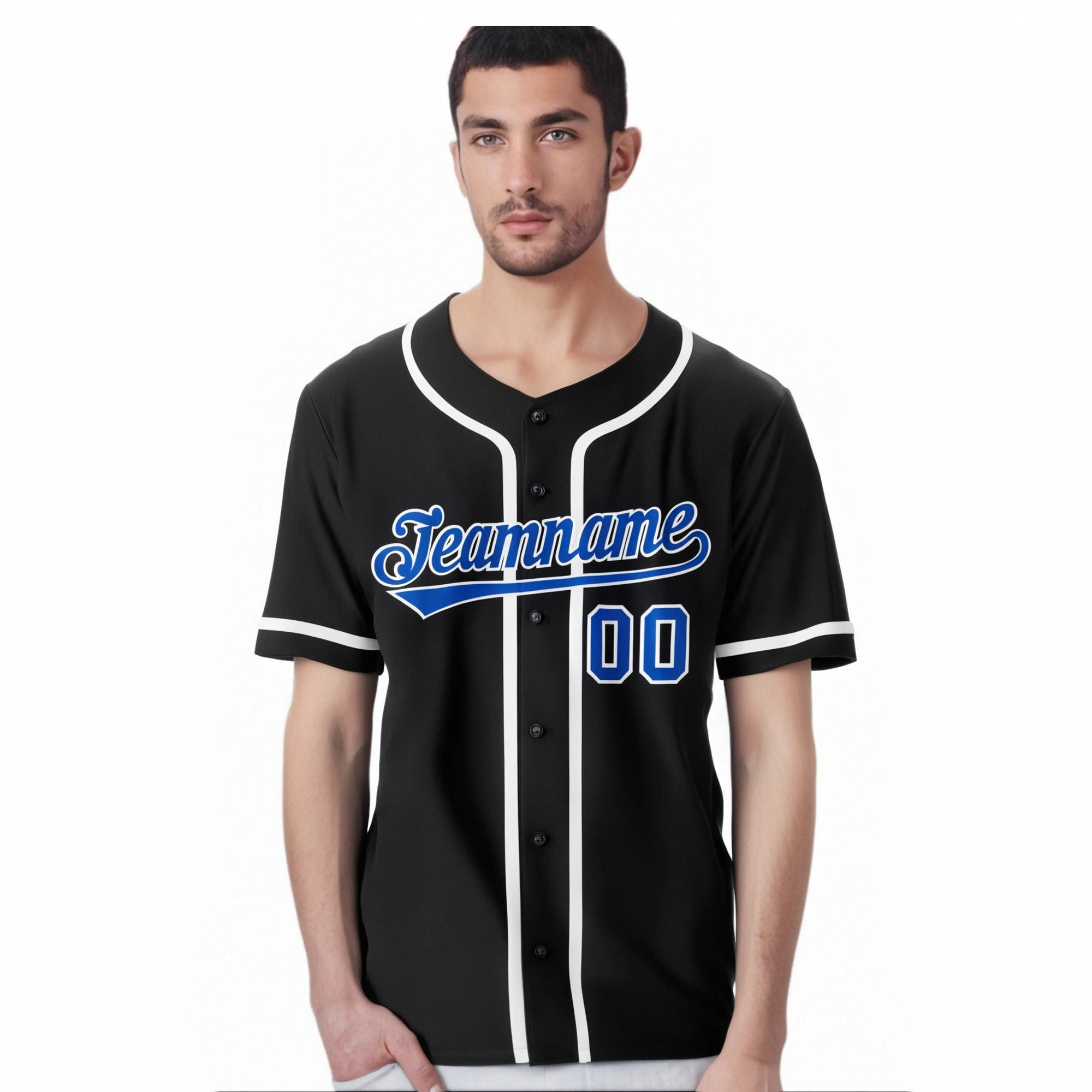 Custom Black Royal Blue-White Classic Style Authentic Baseball Jersey