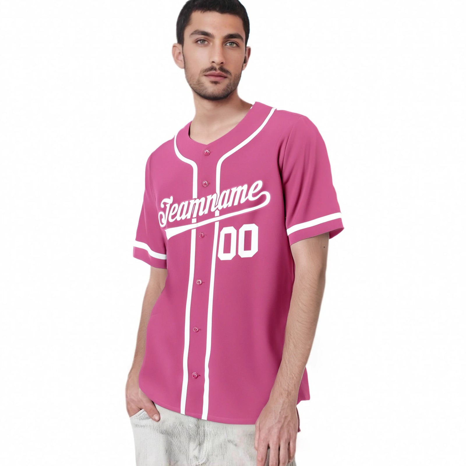 Custom Pink White Classic Style Authentic Baseball Jersey