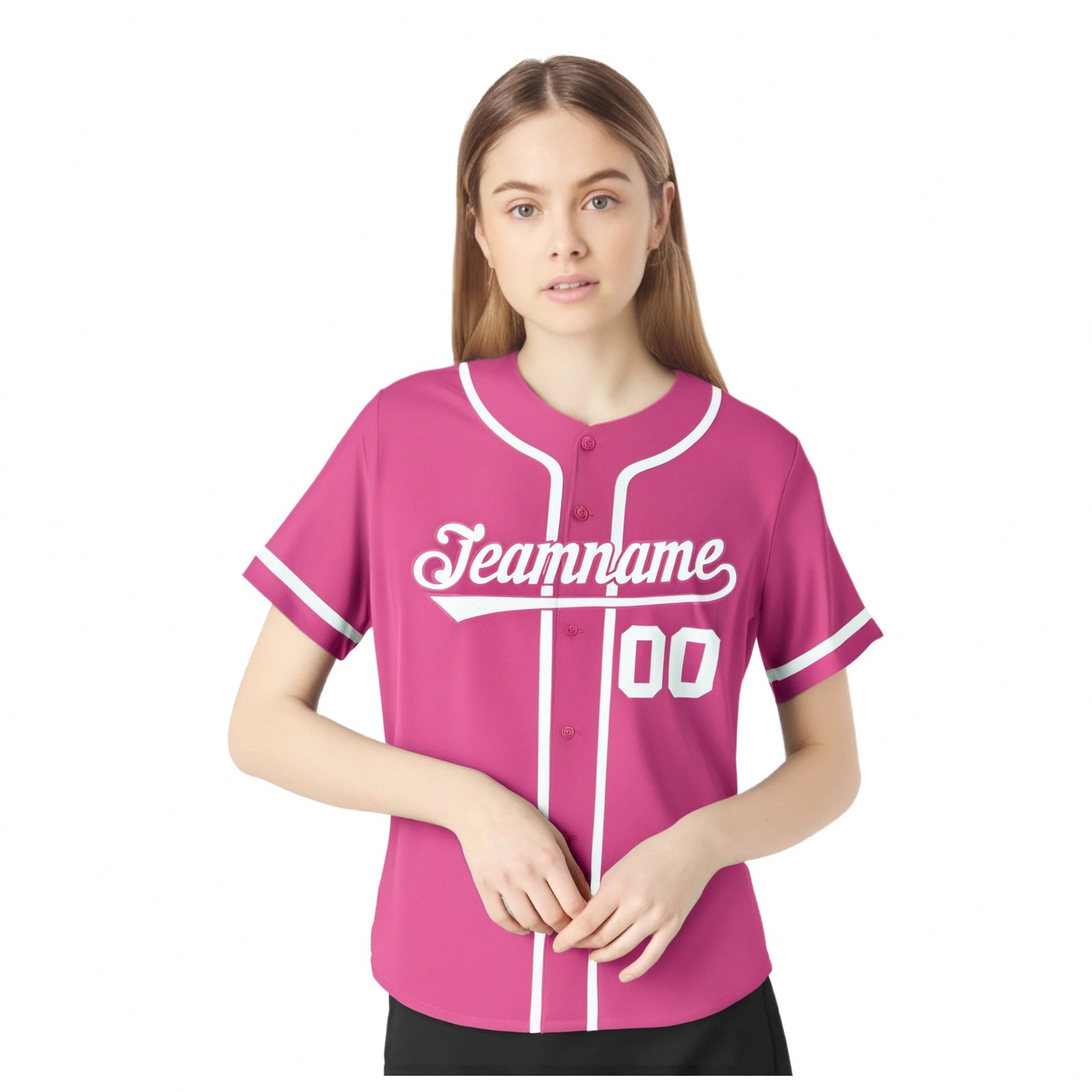 Custom Pink White Classic Style Authentic Baseball Jersey