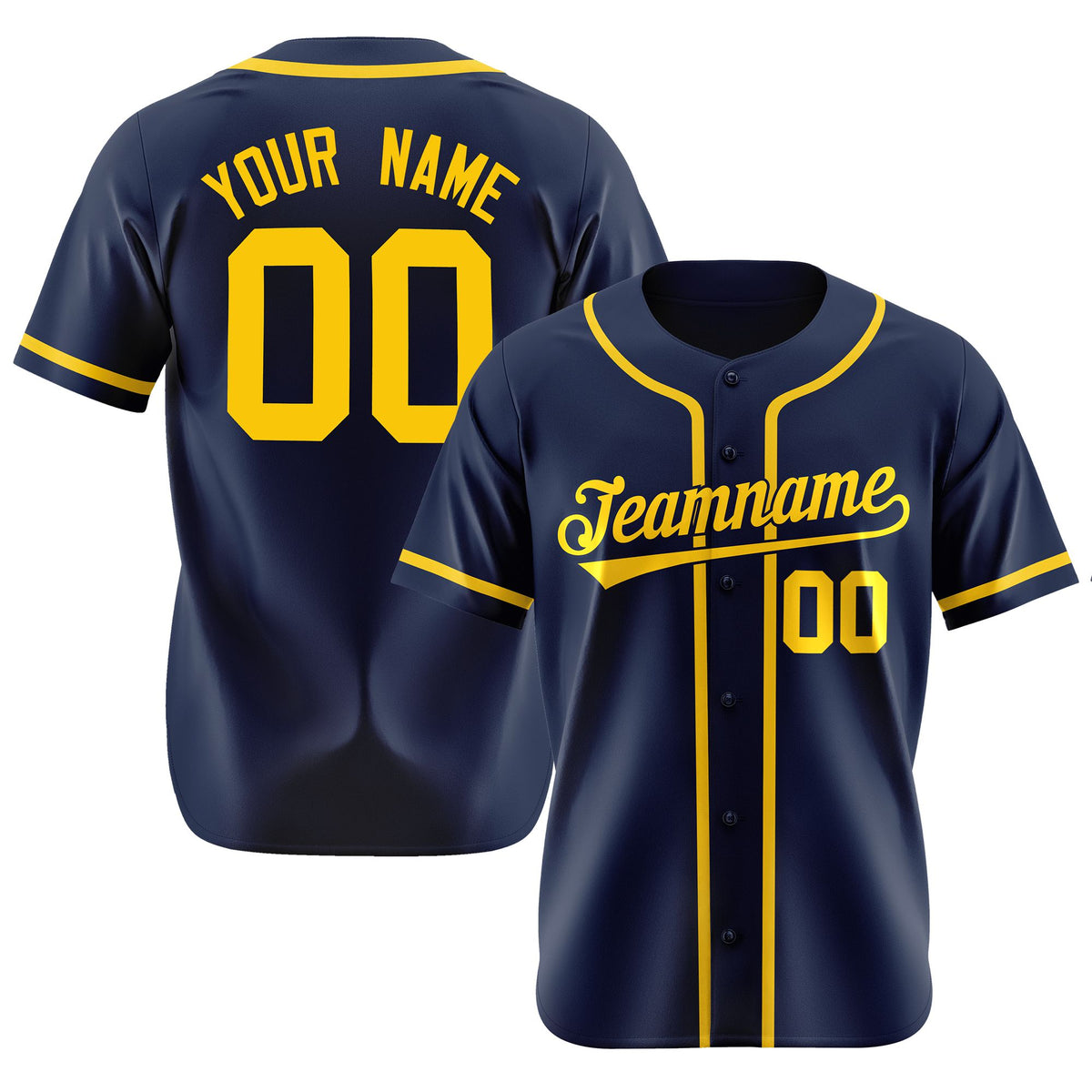Custom Navy Gold Classic Style Authentic Baseball Jersey