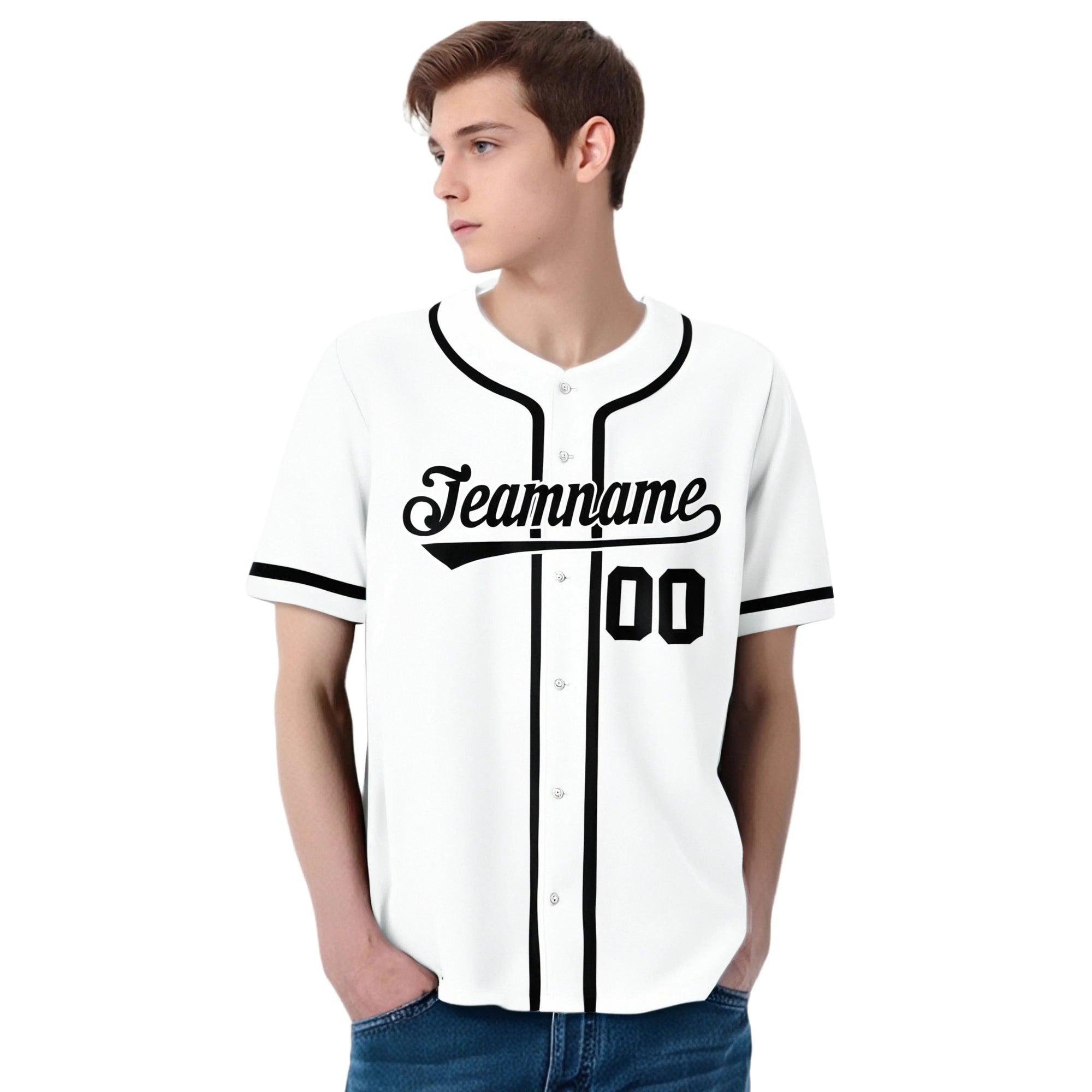 Custom White Black Classic Style Authentic Baseball Jersey