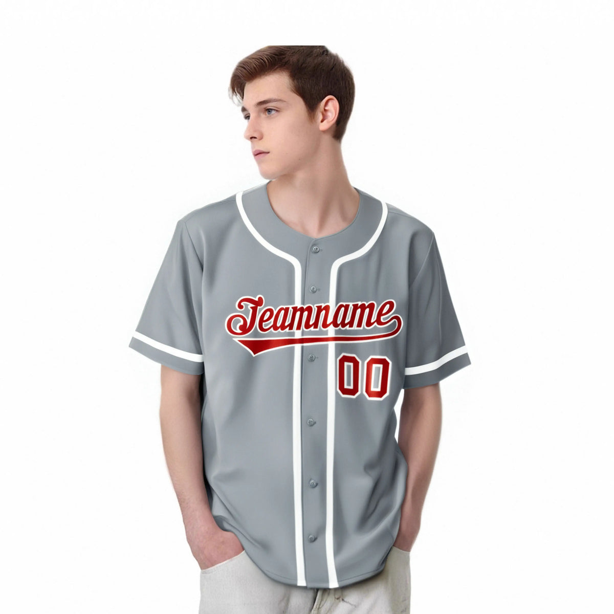 Custom Gray Red-White Classic Style Authentic Baseball Jersey