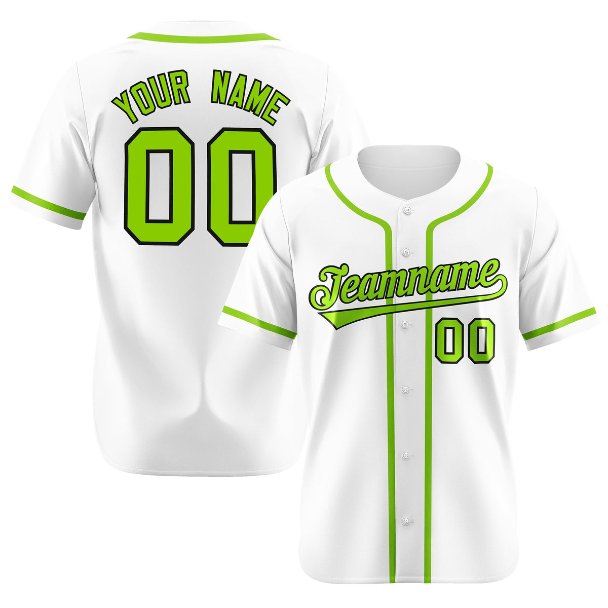 Custom White Neon Green Classic Style Authentic Baseball Jersey