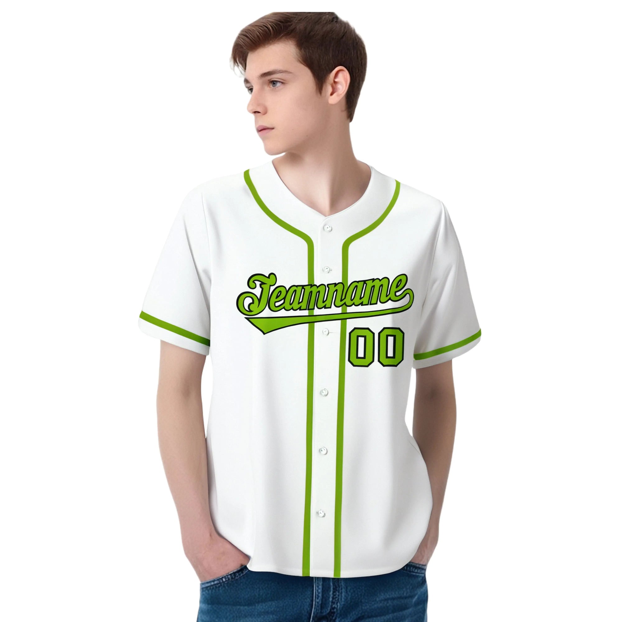 Custom White Neon Green Classic Style Authentic Baseball Jersey