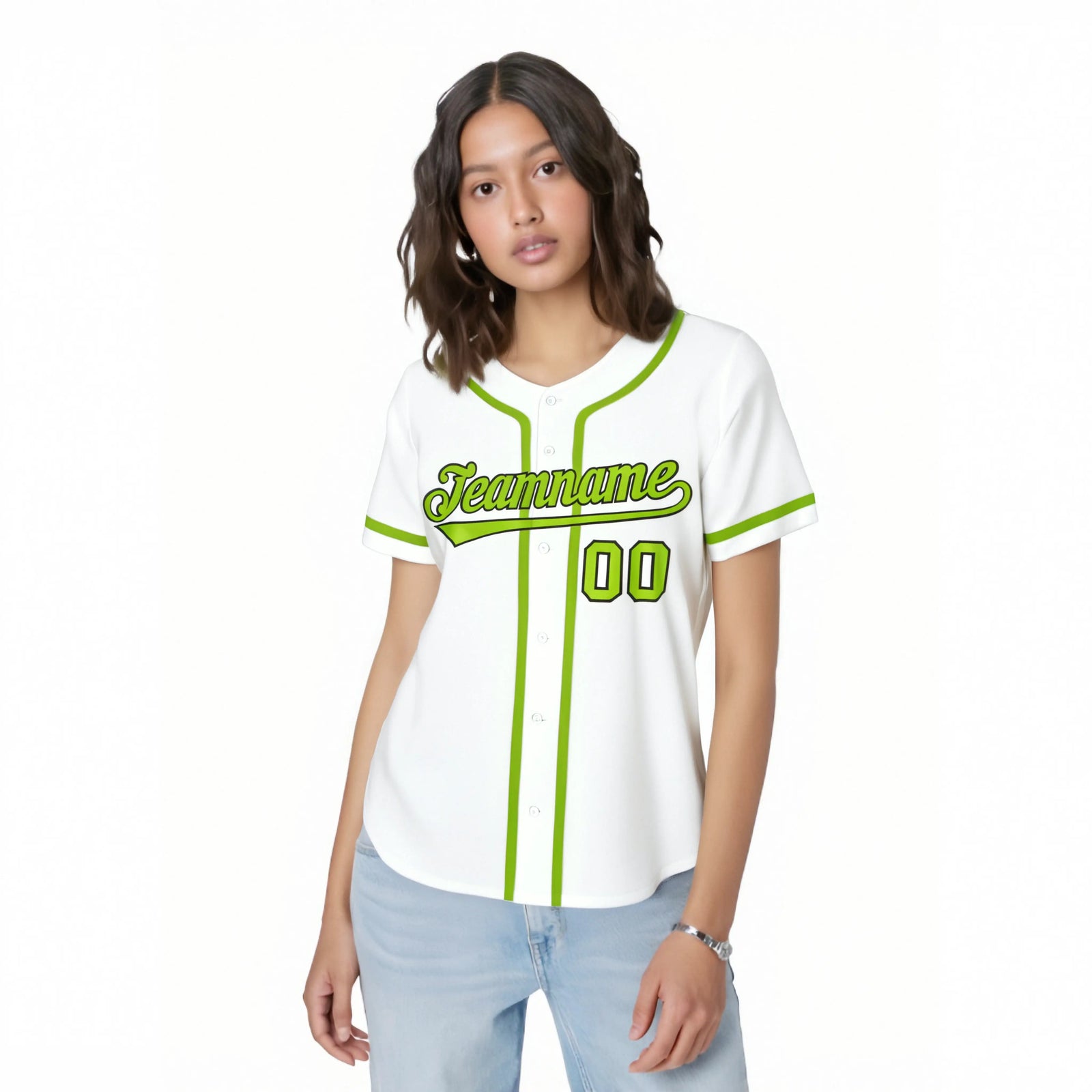 Custom White Neon Green Classic Style Authentic Baseball Jersey