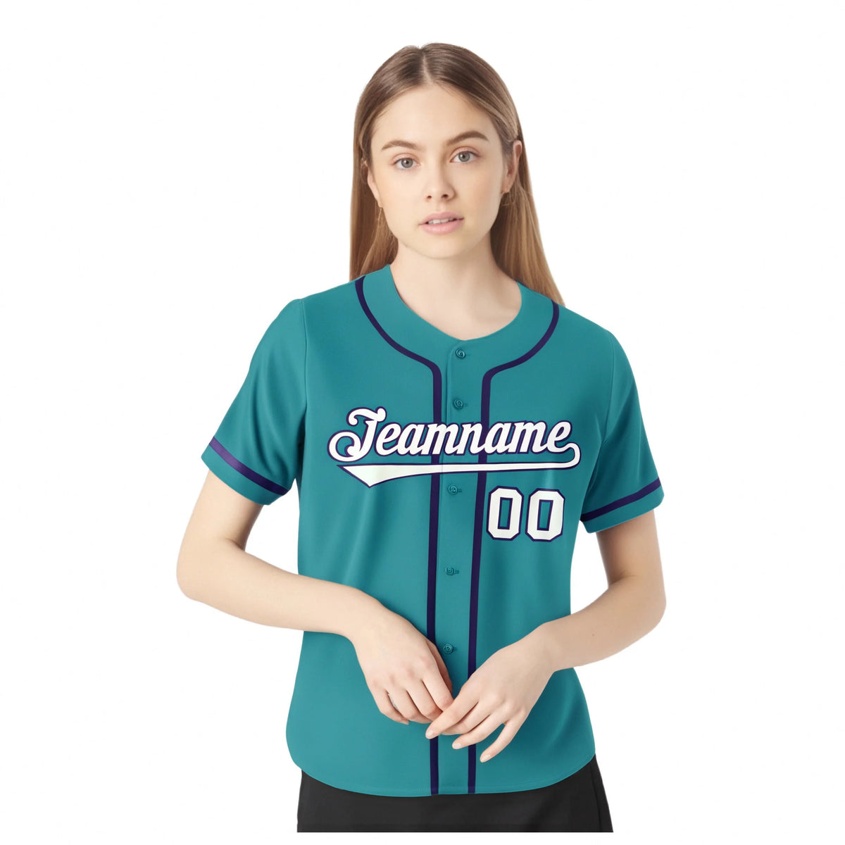 Custom Aqua White-Purple Classic Style Authentic Baseball Jersey