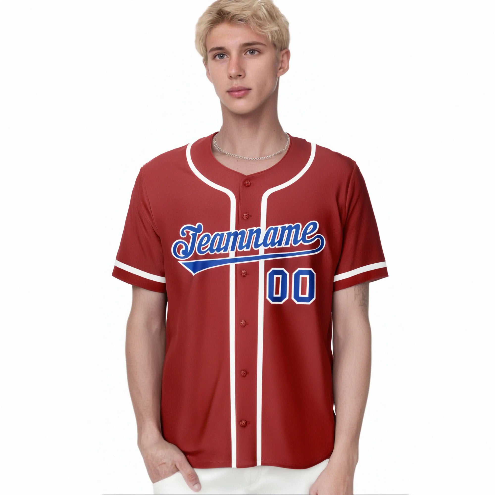 Custom Red Royal Blue-White Classic Style Authentic Baseball Jersey