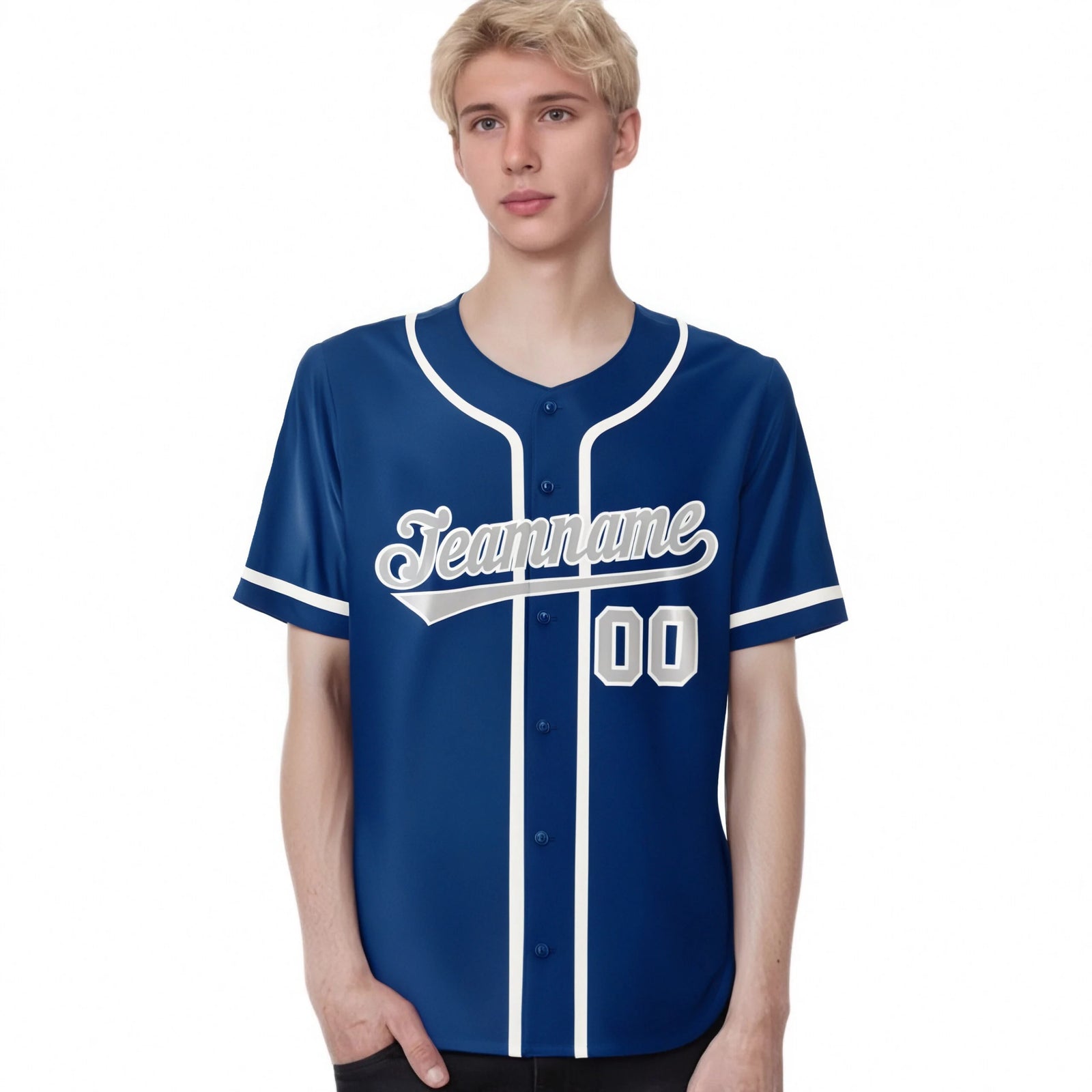 Custom Blue Gray-White Classic Style Authentic Baseball Jersey