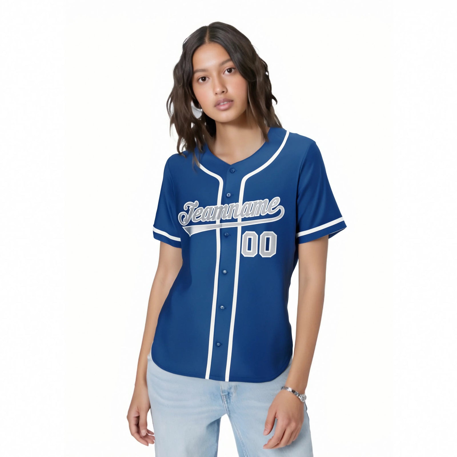 Custom Blue Gray-White Classic Style Authentic Baseball Jersey