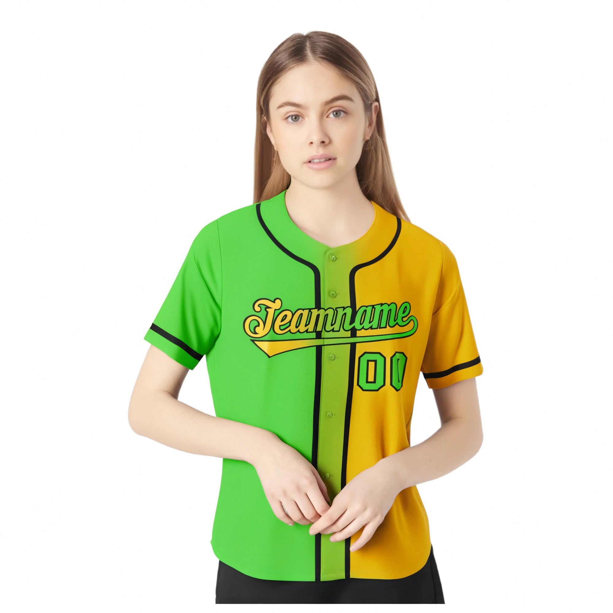 Custom Green Yellow Gradient Style Authentic Baseball Jersey