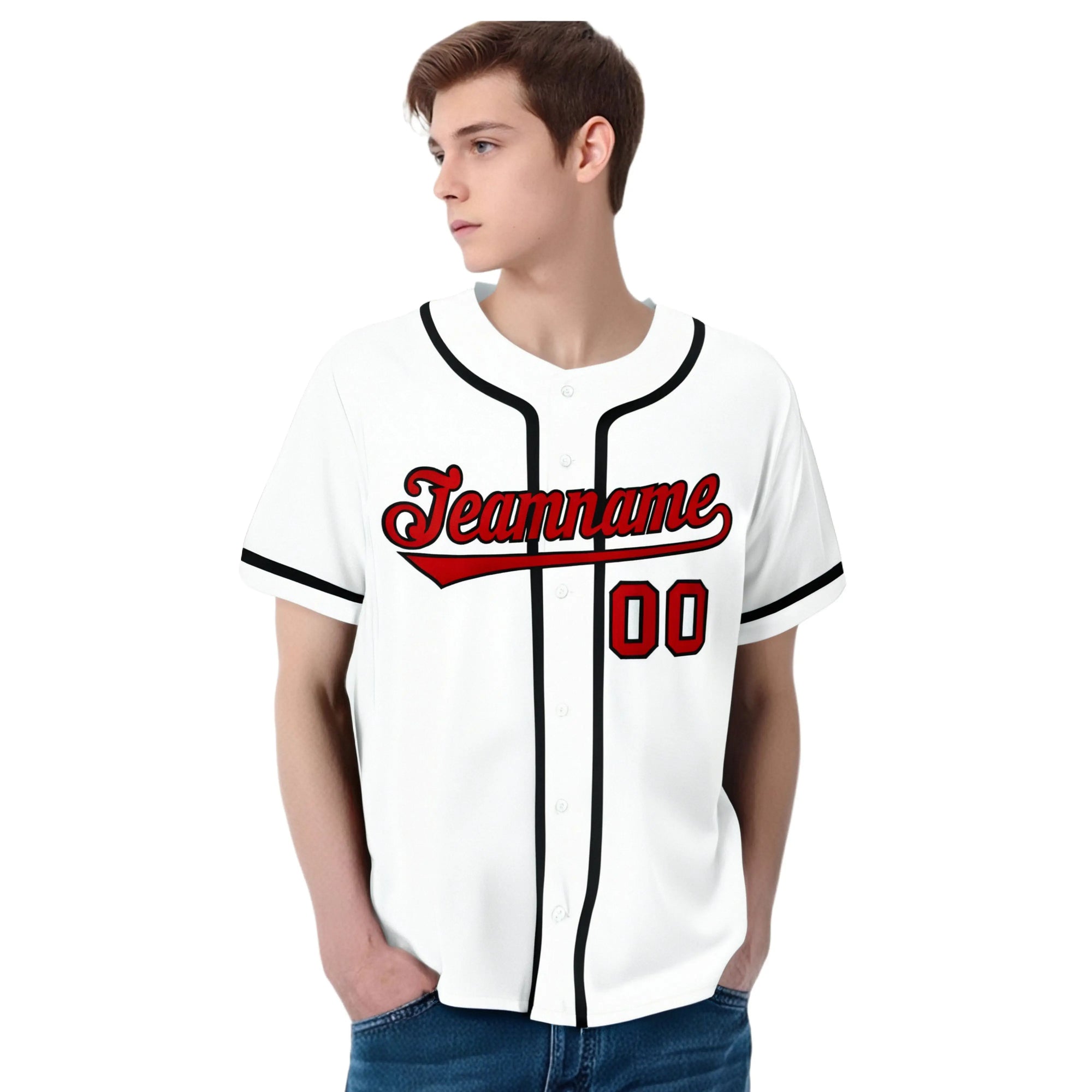 Custom White Red-Black Classic Style Authentic Baseball Jersey